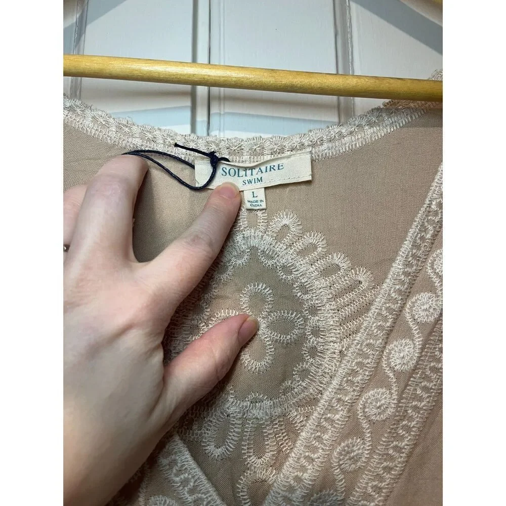 Solitare Swim Cream Embroidered Swimsuit Cover-up - Picture 2 of 3